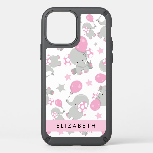 Pattern Of Elephants, Cute Elephants, Your Name Speck iPhone 12 Case (Front)