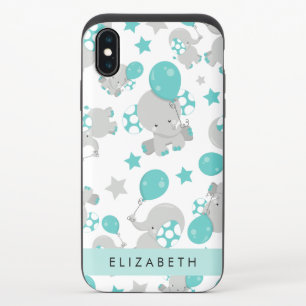 Pattern Of Elephants, Cute Elephants, Your Name iPhone X Slider Case