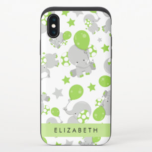 Pattern Of Elephants, Cute Elephants, Your Name iPhone X Slider Case