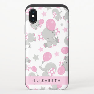 Pattern Of Elephants, Cute Elephants, Your Name iPhone X Slider Case