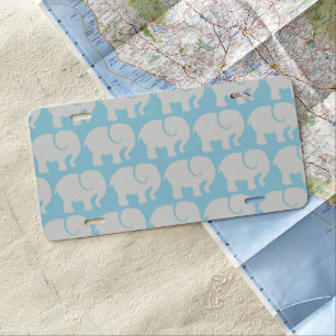 Pattern Of Elephants, Elephant Pattern, Blue License Plate