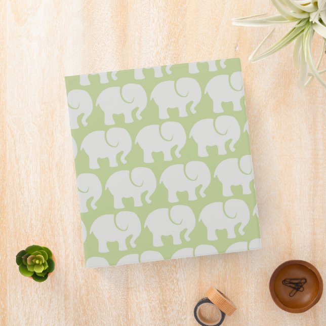 Pattern Of Elephants, Elephant Pattern, Green Binder (In Situ)