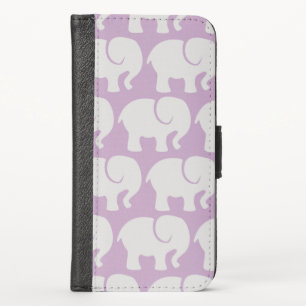 Pattern Of Elephants, Elephant Pattern, Purple iPhone X Wallet Case