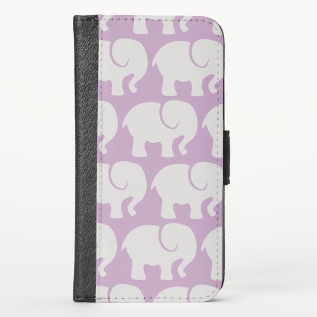Pattern Of Elephants, Elephant Pattern, Purple iPhone Wallet Case (Front)