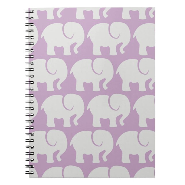 Pattern Of Elephants, Elephant Pattern, Purple Notebook (Front)