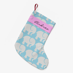 Pattern Of Elephants, Elephant Pattern, Your Name Small Christmas Stocking