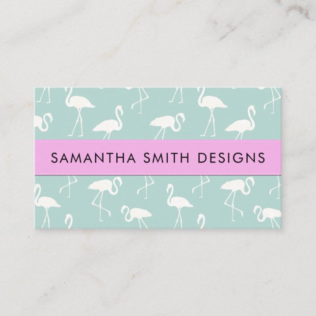 Pattern Of Flamingos, Pet Shop, Bird Shop Business Card (Front)