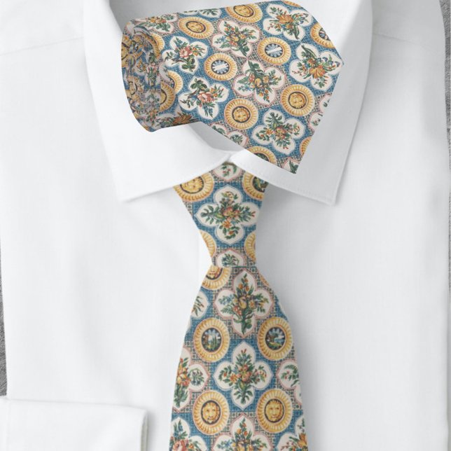 Pattern of Floral Bouquets Lion Heads Italian  Neck Tie (Creator Uploaded)