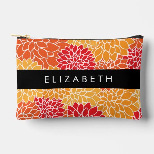 Pattern Of Flowers Orange Dahlia Your Name Accessory Pouch