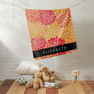 Pattern Of Flowers, Orange Dahlia, Your Name Baby Blanket