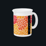 Pattern Of Flowers, Orange Dahlia, Your Name Beverage Pitcher<br><div class="desc">Elegant,  stylish and sophisticated pattern with orange Dahlia flowers. Modern and trendy gift,  perfect for the floral design lover in your life. Personalize by adding your name,  nickname,  monogram or initials.</div>