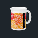 Pattern Of Flowers, Orange Dahlia, Your Name Beverage Pitcher<br><div class="desc">Elegant, stylish and sophisticated pattern with orange Dahlia flowers. Modern and trendy gift, perfect for the floral design lover in your life. Personalize by adding your name, nickname, monogram or initials.</div>