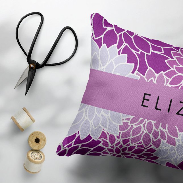 Pattern Of Flowers, Purple Dahlia, Your Name Accent Pillow (Creator Uploaded)