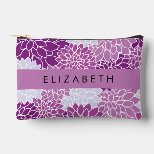 Pattern Of Flowers Purple Dahlia Your Name Accessory Pouch