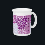 Pattern Of Flowers, Purple Dahlia, Your Name Beverage Pitcher<br><div class="desc">Elegant, stylish and sophisticated pattern with purple Dahlia flowers. Modern and trendy gift, perfect for the floral design lover in your life. Personalize by adding your name, nickname, monogram or initials.</div>