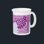 Pattern Of Flowers, Purple Dahlia, Your Name Beverage Pitcher<br><div class="desc">Elegant, stylish and sophisticated pattern with purple Dahlia flowers. Modern and trendy gift, perfect for the floral design lover in your life. Personalize by adding your name, nickname, monogram or initials.</div>