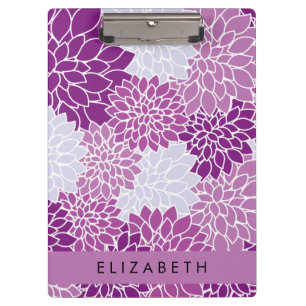 Pattern Of Flowers, Purple Dahlia, Your Name Clipboard