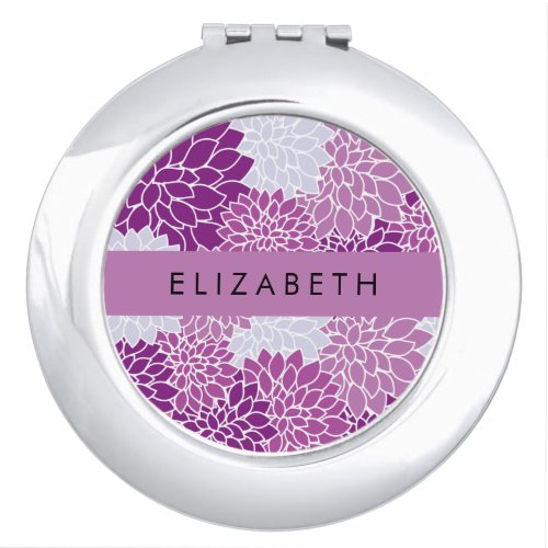 Pattern Of Flowers Purple Dahlia Your Name Compact Mirror