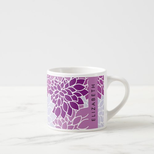 Pattern Of Flowers Purple Dahlia Your Name Espresso Cup