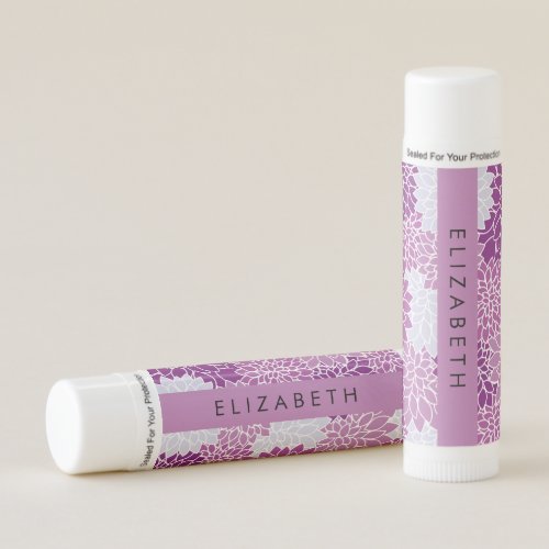 Pattern Of Flowers Purple Dahlia Your Name Lip Balm