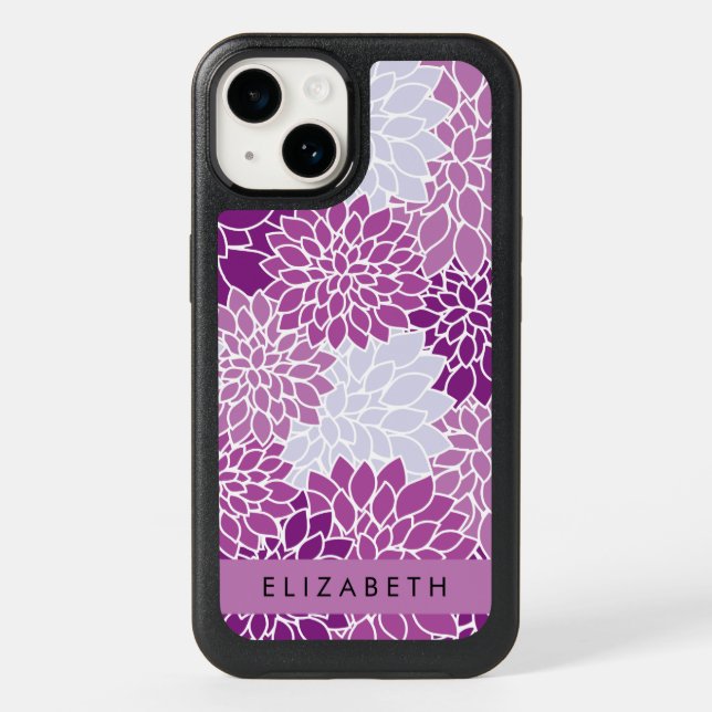 Pattern Of Flowers, Purple Dahlia, Your Name Otterbox iPhone Case (Back)