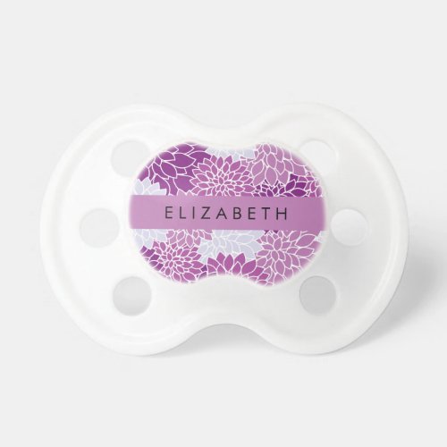 Pattern Of Flowers Purple Dahlia Your Name Pacifier