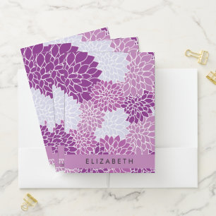 Pattern Of Flowers, Purple Dahlia, Your Name Pocket Folder