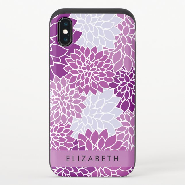 Pattern Of Flowers, Purple Dahlia, Your Name Uncommon iPhone Case (Back)