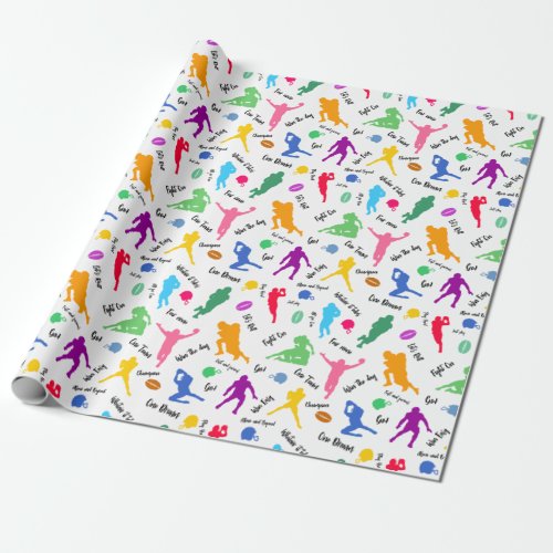 Pattern Of Football Player Silhouettes On White Wrapping Paper