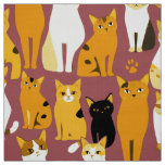 Pattern of Ginger, Black and White Cats Fabric