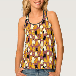 Pattern of Ginger, Black and White Cats Tank Top