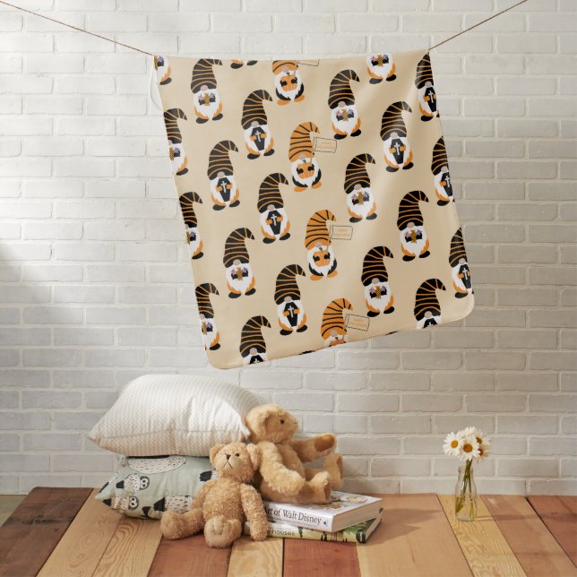 Pattern Of Gnomes, Halloween Gnomes Trick Or Treat Baby Blanket (In Situ)