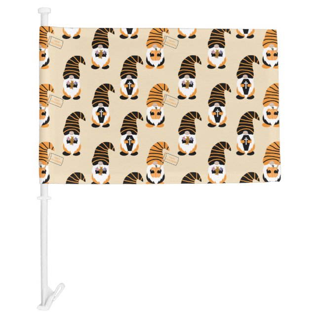 Pattern Of Gnomes, Halloween Gnomes Trick Or Treat Car Flag (Front)