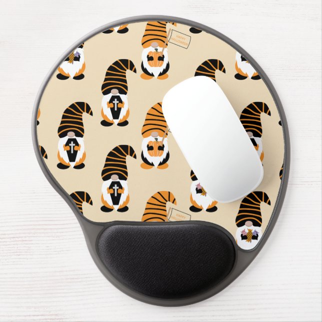 Pattern Of Gnomes, Halloween Gnomes Trick Or Treat Gel Mouse Pad (Left Side)