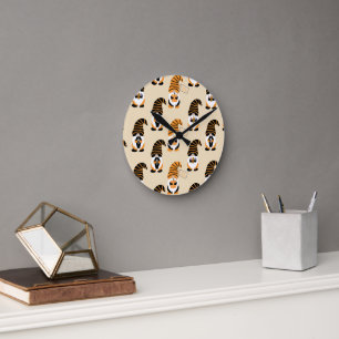 Pattern Of Gnomes, Halloween Gnomes Trick Or Treat Round Clock