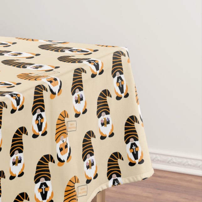 Pattern Of Gnomes, Halloween Gnomes Trick Or Treat Tablecloth (In Situ)