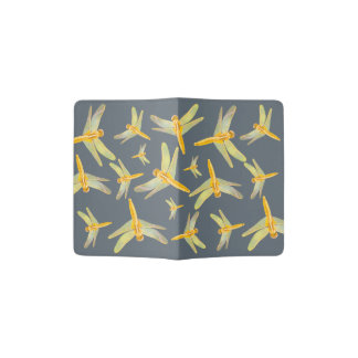Pattern of gold dragonflies passport holder