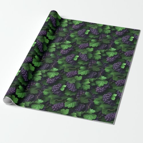 pattern of grapes and leaves wrapping paper