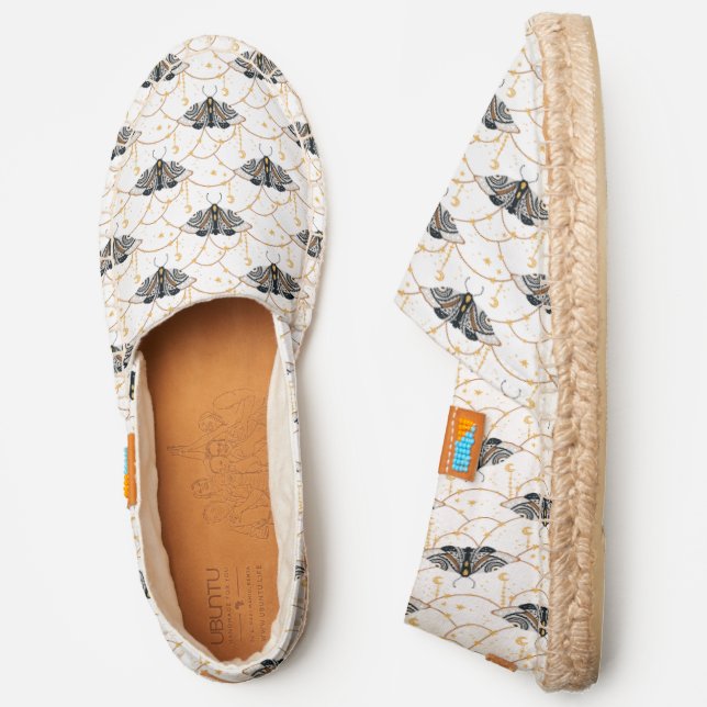 Pattern Of Gray Butterfly, Web, And Stars Espadrilles (Side)