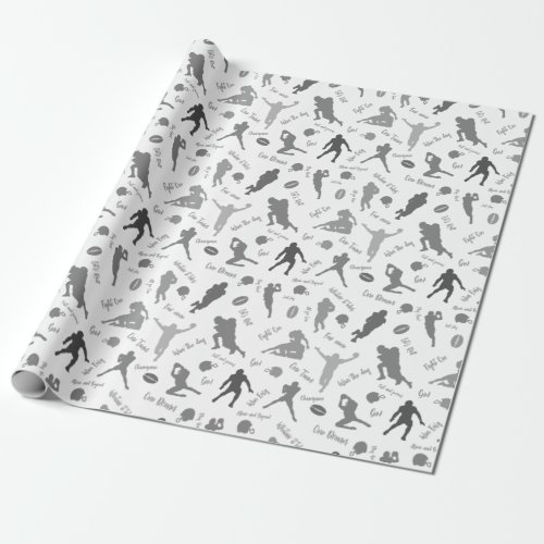 Pattern Of Gray Football Players On White Wrapping Paper