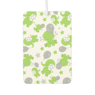 Pattern Of Green Elephants, Cute Elephants, Stars Air Freshener