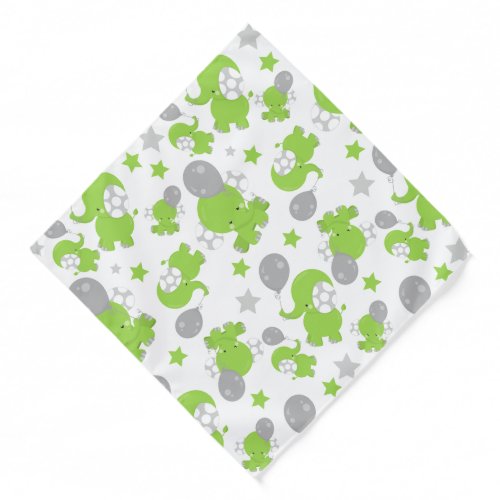 Pattern Of Green Elephants Cute Elephants Stars Bandana