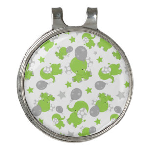 Pattern Of Green Elephants, Cute Elephants, Stars Golf Hat Clip