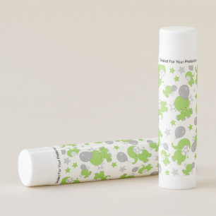 Pattern Of Green Elephants, Cute Elephants, Stars Lip Balm