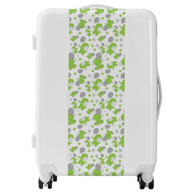 Pattern Of Green Elephants, Cute Elephants, Stars Luggage (Front)
