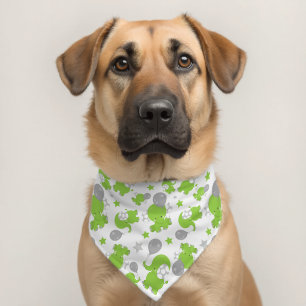 Pattern Of Green Elephants, Cute Elephants, Stars Pet Bandana Collar