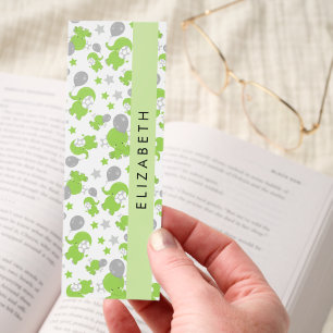 Pattern Of Green Elephants, Stars, Your Name Bookmarks