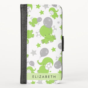 Pattern Of Green Elephants, Stars, Your Name iPhone X Wallet Case