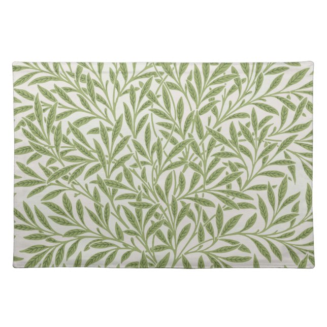 Pattern of green leafy branches  cloth placemat (Front)