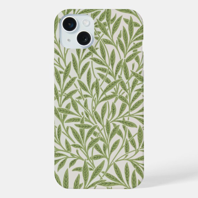 Pattern of green leafy branches  iphone case (Back)